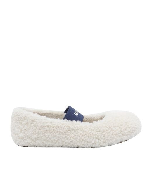 Moon Boot White Logo-Printed Strapped Ballerinas