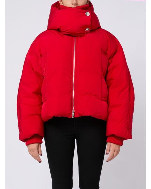 Sportmax Red Glizia Zip-Up Down Jacket