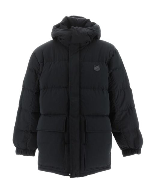 Maison Kitsuné Blue Maison Kitsuné Fox Patch Hooded Padded Coat for men