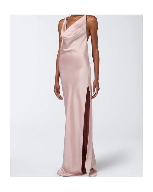ANDAMANE Pink Vera Cowl-Neck Side-Slit Maxi Dress