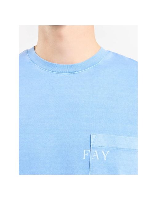 Fay Blue Pocket Crew Neck T-Shirt for men