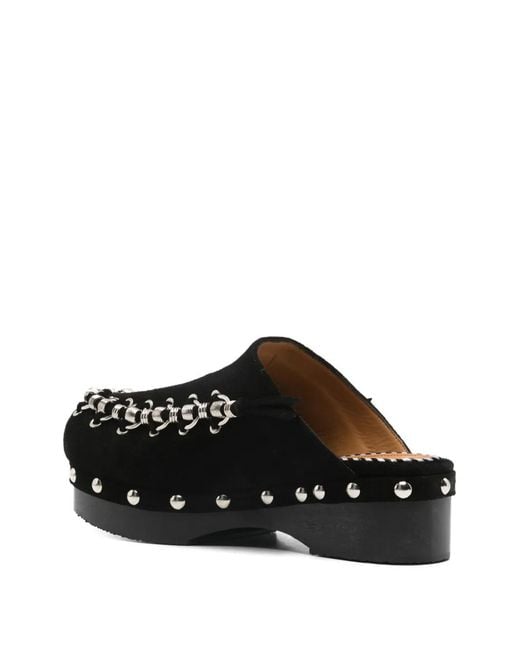 Toga Black Chain-Detail Round Toe Mules