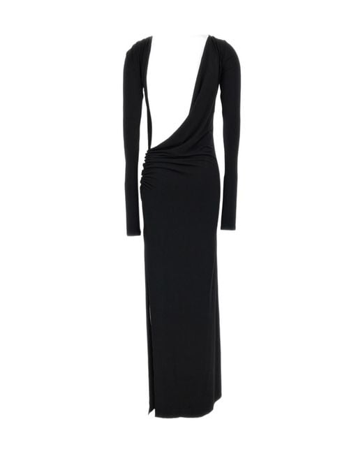 ANDAMANE Black Deep Openback Maxi Dress
