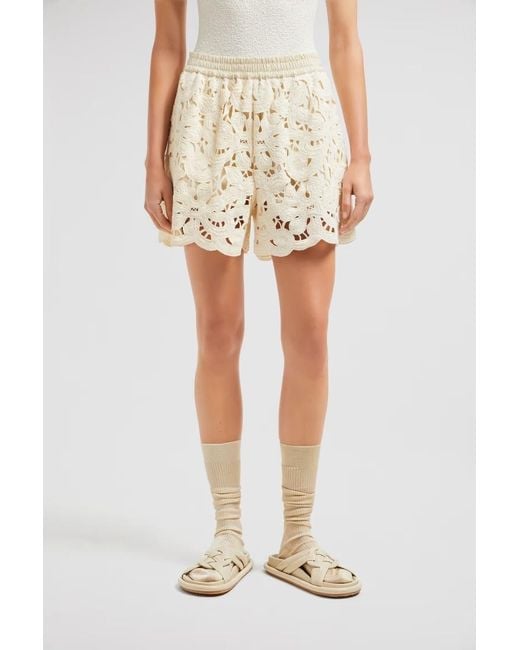 Moncler Natural Floral Macramé Shorts