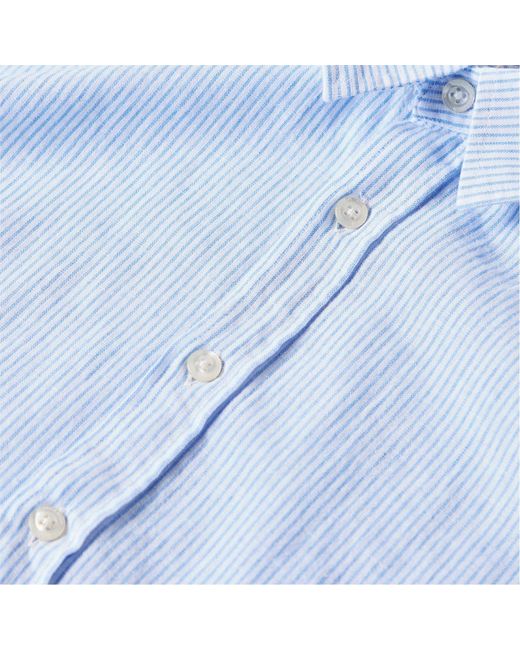 Woolrich Blue Wool Stripe Shirt Sn99 for men