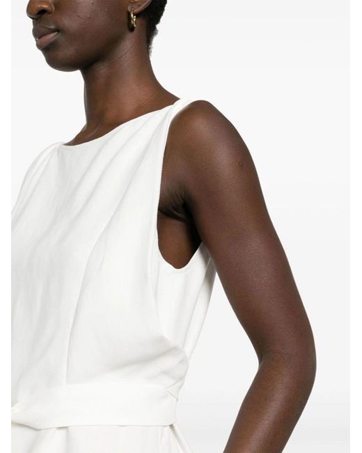 Brunello Cucinelli White Knot Detailed Sleeveless Maxi Dress