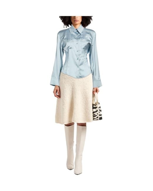 Jacquemus Blue Solid-Colored Satin Shirt