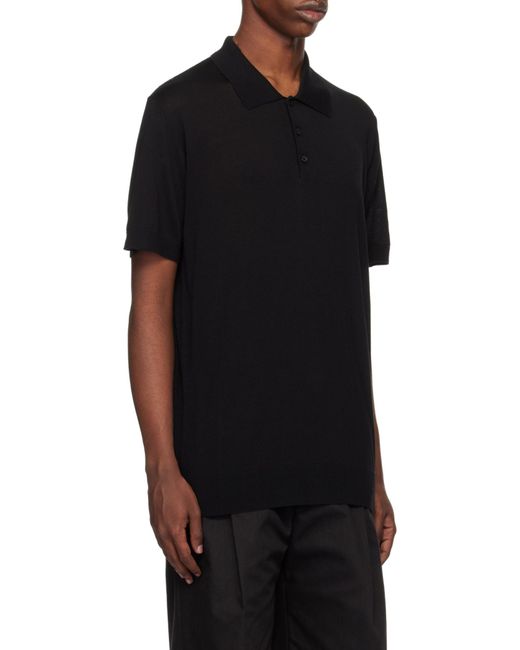 Golden Goose Deluxe Brand Black Logo Patch Polo Shirt for men