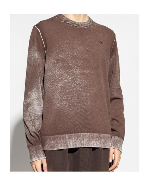DIESEL Brown K-Laurent Logo-Embroidered Sweater for men