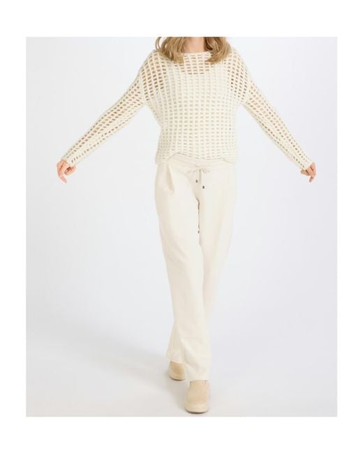Juvia White Openwork Knit Sweater