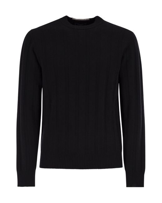 Peserico Black Ribbed Knit Jumper for men