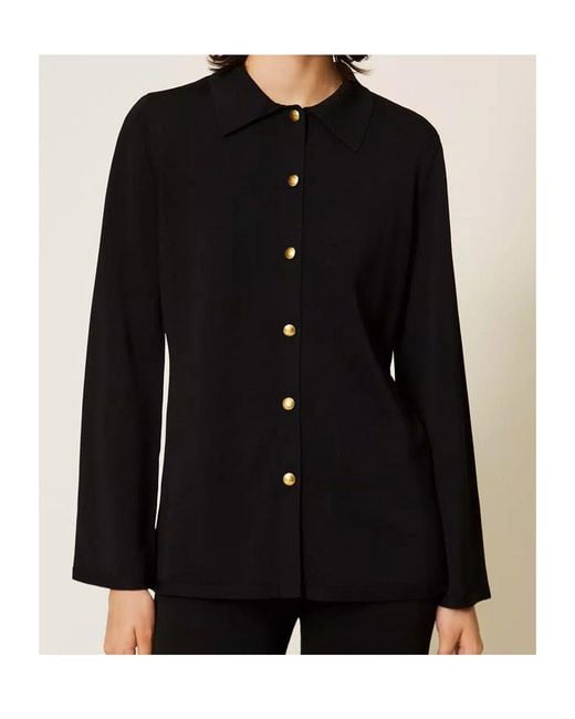 Twinset Black Long-Sleeve Button-Up Shirt
