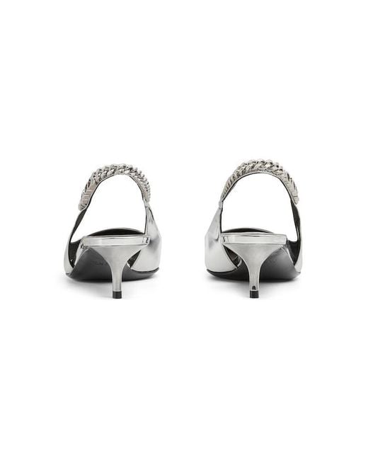 Gucci White Metallic Signoria Slingback Pumps