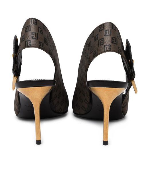 Balmain Black Ruby 75Mm Monogram-Jacquard Slingback Pumps