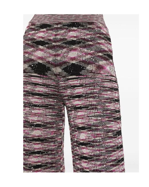 Missoni Black Patterned Intarsia-Knit Flared Trousers