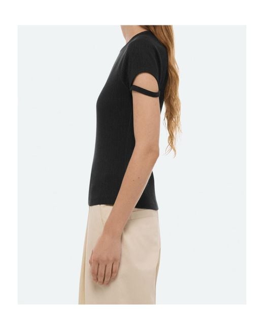 Helmut Lang Black Cutout Sleeve Top