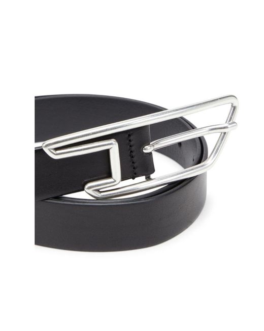 DIESEL White B-D Line Logo Buckle Belt for men