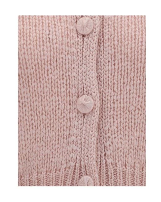Forte_forte Pink Chunky Knit Buttoned Cardigan