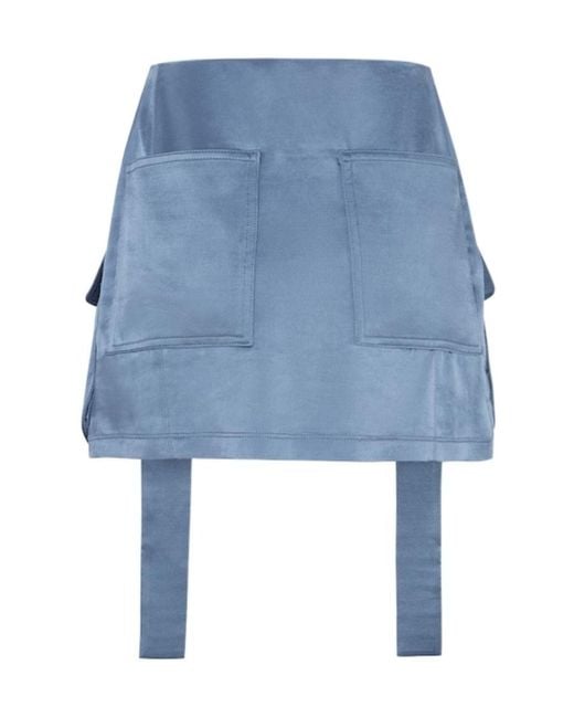 Fendi Blue Buckled Detailed Satin Skirt