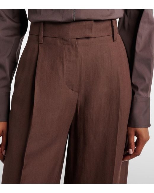 Brunello Cucinelli Brown Wide-Leg Pants