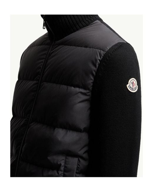 Moncler Black Padded Panel-Knit Jacket for men
