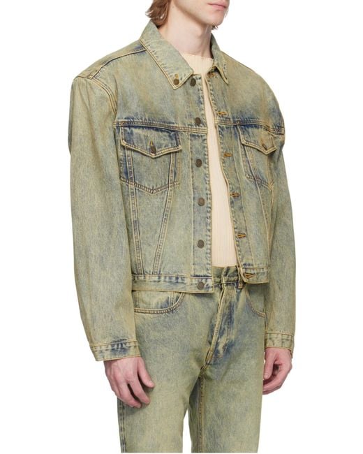 Entire studios Green Button-Front Denim Jacket for men