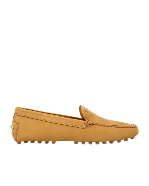 Tod's Brown Logo Detailed Slip-On Flat Shoes