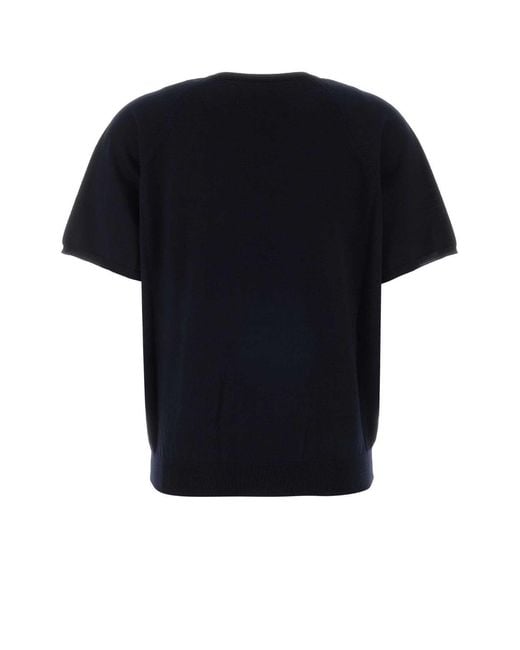 Miu Miu Black Short-Sleeved V-Neck Knitted Jumper
