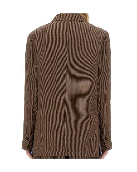 Alysi Brown Mini Stripe Blazer Jacket