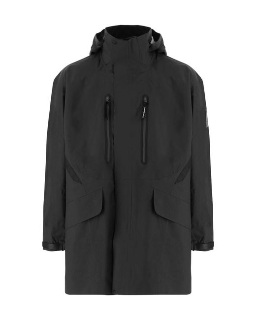 And Wander Black Hooded Zip-Pocket Coat for men