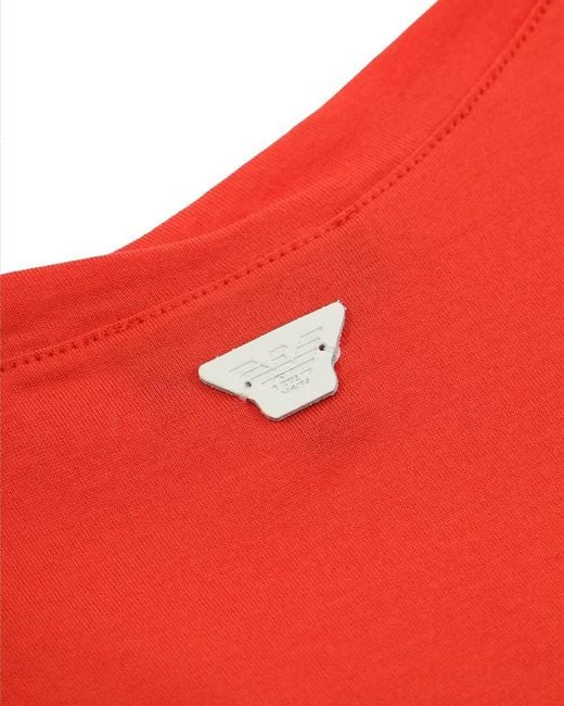 Armani Jeans Red Round-Necked Logo T-Shirt