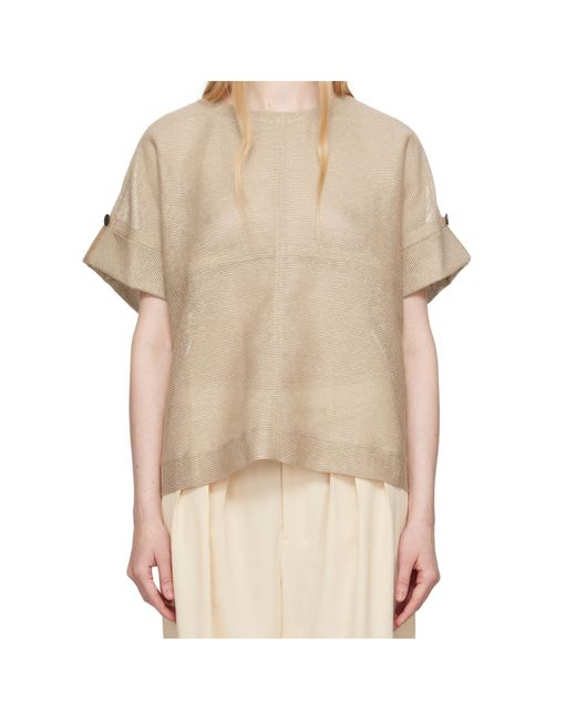 Issey Miyake Natural Papyrus Short Sleeve Top
