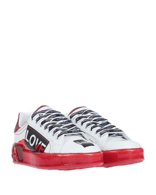 Dolce & Gabbana Red Low-Top Genuine Leather Casual Shoes