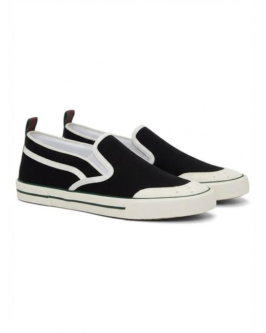 Gucci Black Two-Toned Slip-On Sneakers for men