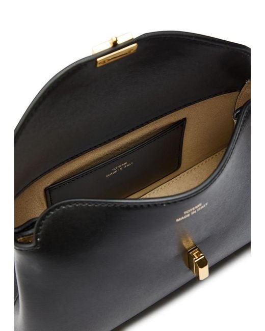 Totême Black T-Lock Mini Leather Clutch