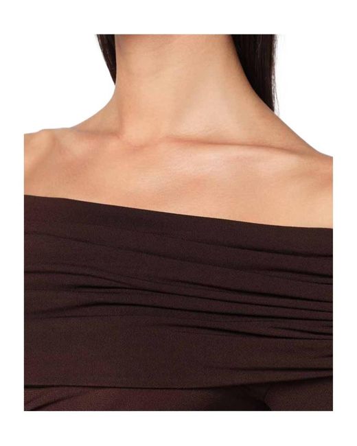 ANDAMANE Black Off-Shoulder Ruched Top