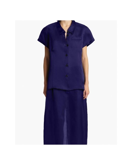 Khaite Blue Keefe Button-Up Blouse
