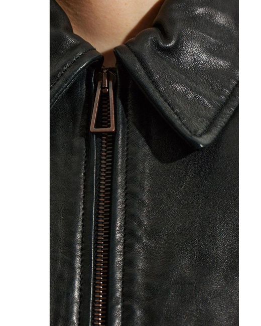 Paul Smith Black Ps Paul Smith Vintage-Style Leather Jacket for men