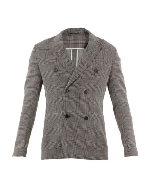 Tonello Gray Glen Plaid Double-Breasted Jacket for men