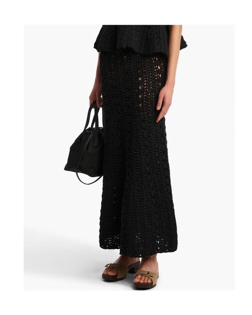Khaite Black Ryder Crochet Midi Skirt