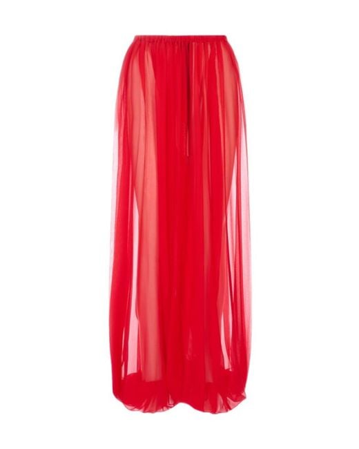 GIUSEPPE DI MORABITO Red Sheer-Finish Palazzo Pants