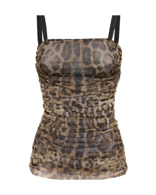 Dolce & Gabbana Brown Lvr Exclusive Printed Tulle Corset Suspender