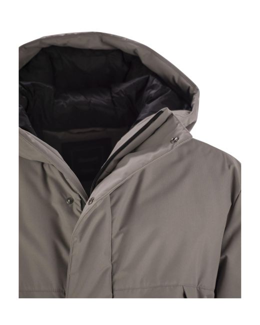 Herno Gray Long-Sleeved Hooded Jacket for men