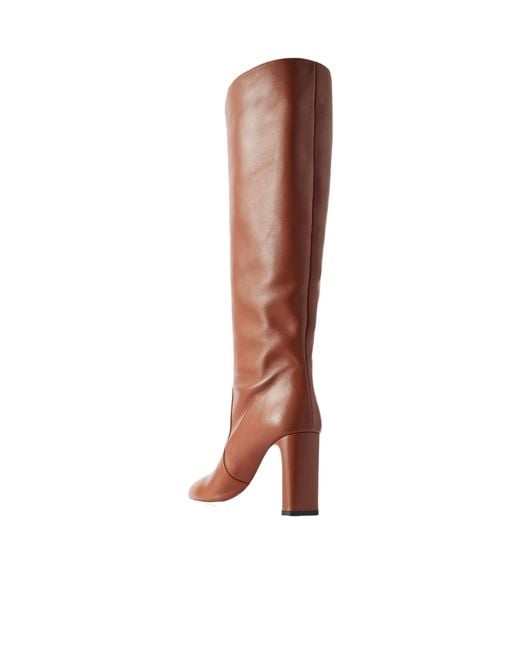 Stuart Weitzman Brown Solid-Color Leather Knee Boots
