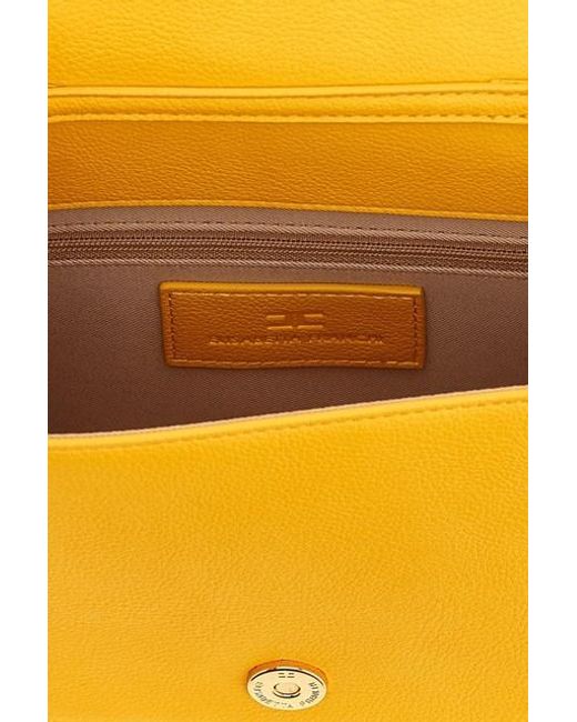 Elisabetta Franchi Yellow Logo Stamp Foldover Top Shoulder Bag