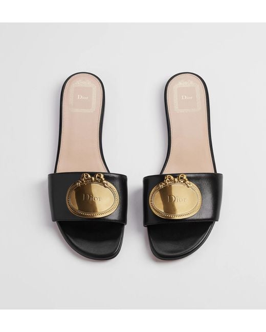 Dior Black Médaillon Buckle Slide