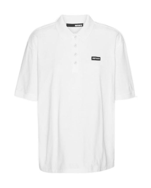 ROTATE BIRGER CHRISTENSEN White Short-Sleeved Logo Polo Shirt