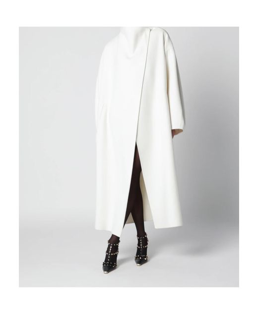 Frankie Shop White Leroy Wool Blend High-Neck Coat