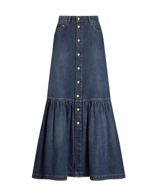 Dolce & Gabbana Blue Long Denim Skirt