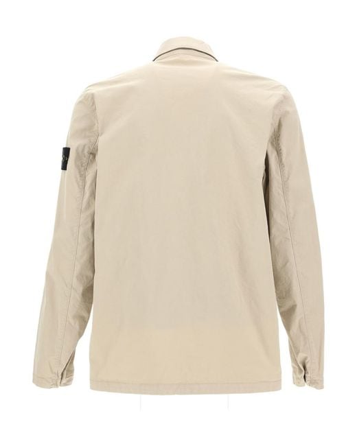 Stone Island Natural Logo-Patch Sleeve Shirt for men